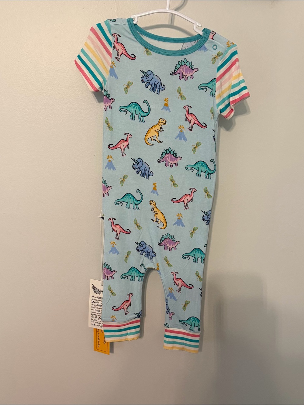 Free Birdees Bamboo Romper Pajamas Dinosaur Print 12-18 Months